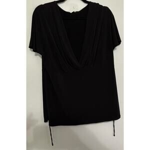 Briggs New York Black V-Neck Tie-Back Top  Size 1X